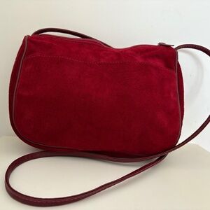 Vintage Deep Red Crossbody Bag - GENUINE SUEDE!